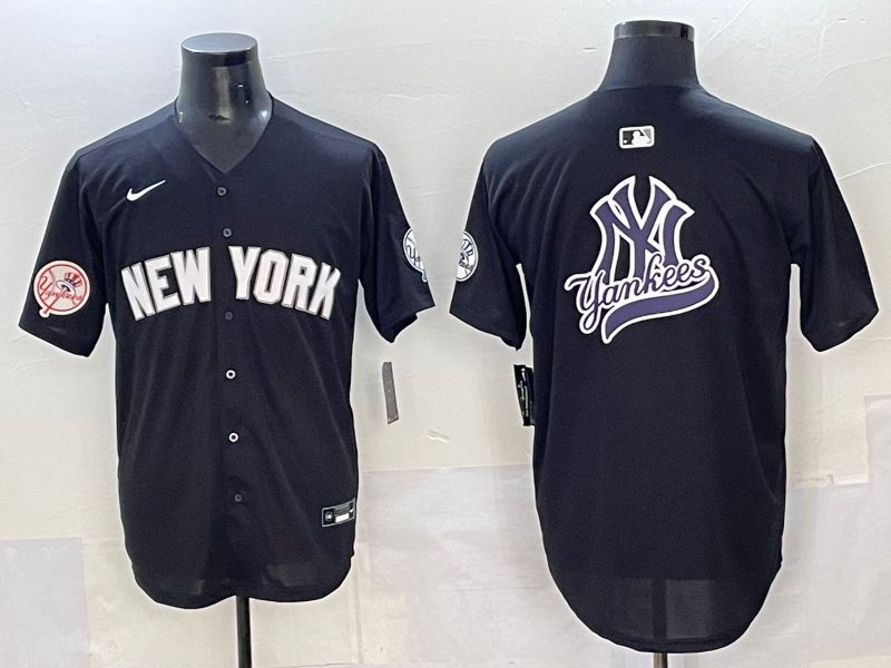 Men 2025 New York Yankees Blank Black Nike MLB Jersey style 0022->new york yankees->MLB Jersey